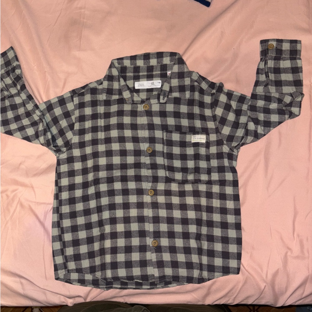 Zara Black and White Button Down Shirt Classic Gingham